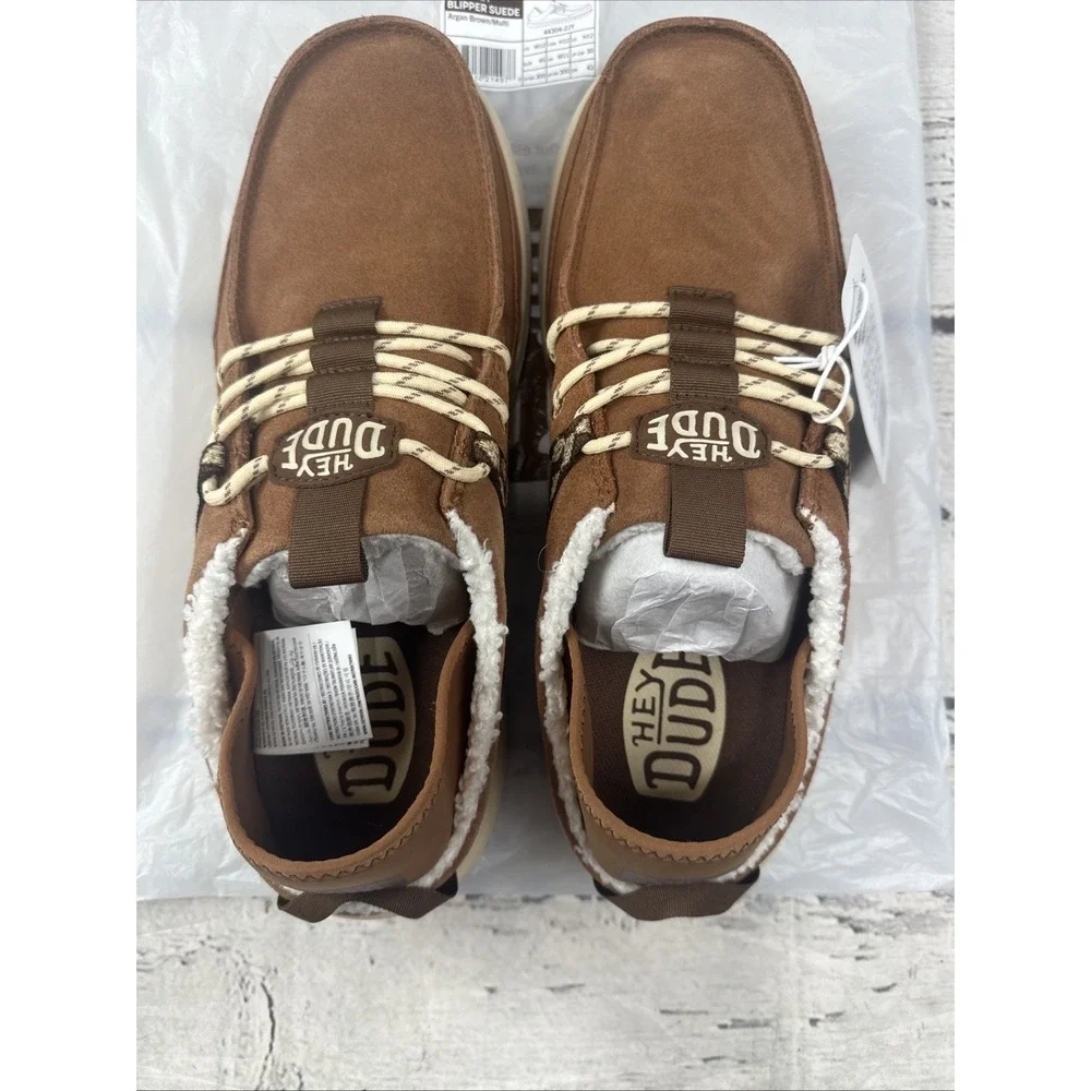 Hey Dude Bradley Blipper Suede Slip-On Argan Brown/Beige Men's US 12 44304-2JY